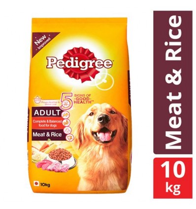 Pedigree Dry Dog Food - Meat & Rice, For Adult Dogs 10kg