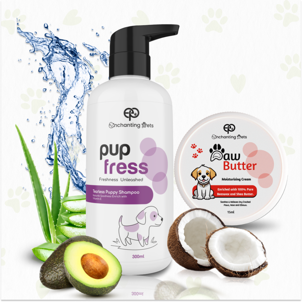 ENCHANTING PETS Pup Fresh Tearless Puppy Shampoo 300ml, with Paw Butter 15ml, Gentle Cleaning for Delicate Skin & Coats, pH Balanced, No Tear Formula, Ideal for Puppy & Kitten Shampoo groomer choice
